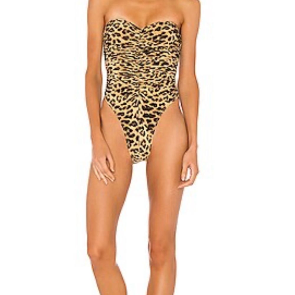 Norma Kamali Slinky Marissa One Piece Bodysuit/swimsuit in Golden Leopard XL